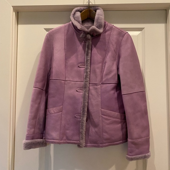 Dominic Bellissimo Lilac Shearling Coat PREOWNED size -S - Picture 3 of 9
